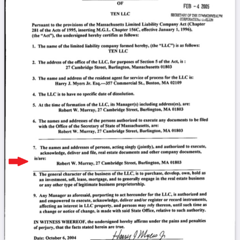 Certificate of Organization for Ten LLC
